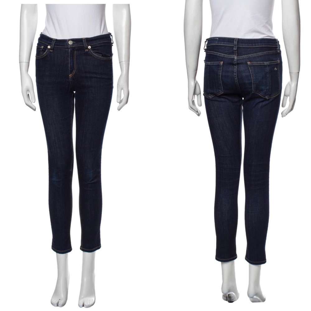 RAG & BONE Mid Rise Dark Wash Cropped Skinny Jeans EUC USA MADE Size 28